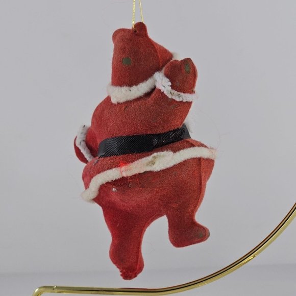 Vintage Flocked Blow Mold Santa Christmas Tree Ornament Mid Century Modern - Picture 7 of 9